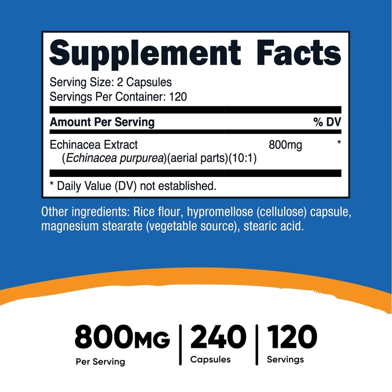Nutricost Echinacea 800mg, 240 Capsules - Vegetarian Caps, Non GMO,