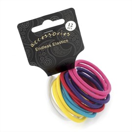 Twelve piece bright tone endless hair elastic set.