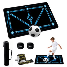 Hombees Soccer Training Equipment, Soccer Training Mat 35 X 24IN, Football Footstep Training Mat for Footwork and Ball Mastery with Storage Bag & Return Net, Idea for for Kids, Adults, Coaches