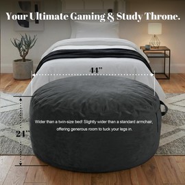 Codi Bean Bag Chair with Filler Included, 4 FT - Comfy Large Beanbag Chairs for Adults - Machine Washable and Soft Mink Bonded Cover - Charcoal Grey, 4ft