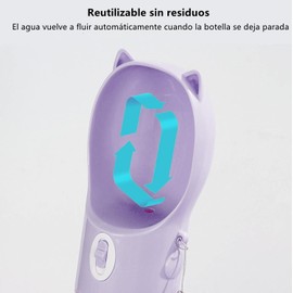 Botellas de Agua para Perros,2 En 1 Dispensador Portátil de Botellas de Agua para Mascotas con Contenedor de Alimentos, para Caminar Al Aire Libre, Senderismo, Viajes(Morado)