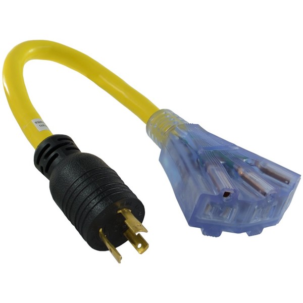 Conntek 1.5-Feet 20-Amp STW 12/3 Tri-Outlet Cord, 20-Amp Locking L5-20P Plug to Tri-Female (3*5-15R)