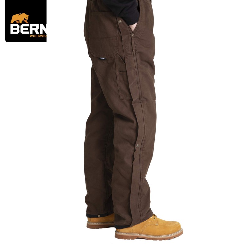 Berne Men's Highland Washed Insulated Bib Overall, Medium Regular, Bark