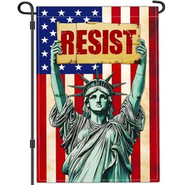 NASIAN 3 Ply Resist Garden Flag 12x18 Inch Double Sided Statue of Liberty Anti Political No Kings Protest Signs Against Hands Off Yard Outdoor Decorations
