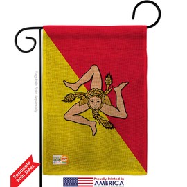 Sicily Garden Flags 2pcs Pack Regional Nationality Nation International World Country Particular Area Small Decorative Gift Yard House Banner Double-Sided Made In USA 13 X 18.5