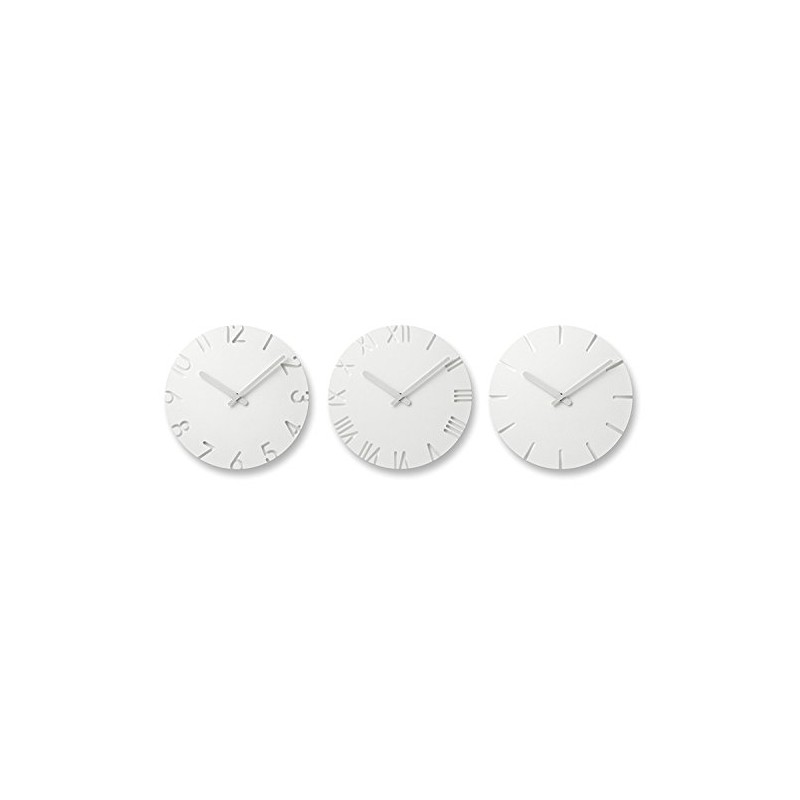 Lemnos CARVED Arabic NTL10-04A Wall Clock, Carved, White, 9.4 inches