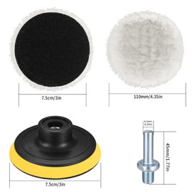 KONAMO 6 Pcs Wool Polishing Pads, Buffing Pads, 3 inch Drill Polishing Pads Kit, Polishing Waxing Buffing Buffer Discs Wheel Pads for Drill, Car, with M14 Drill Adapter, Black