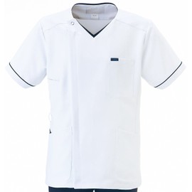 Fork 1016EW Men's Medical Scrub, Lab Coat, Zip Scrub,, multicolor (white / navy)