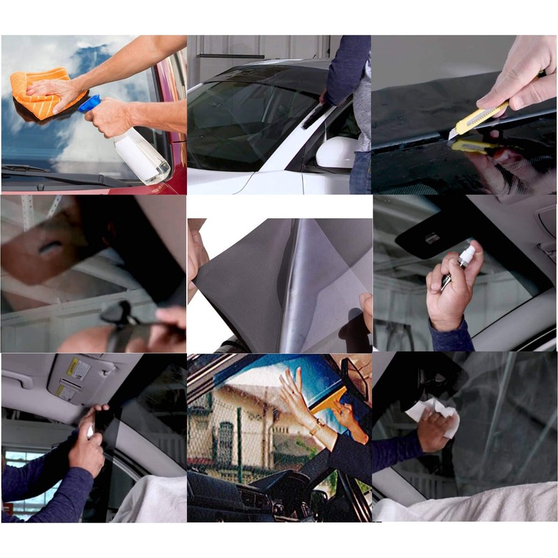 Solux Sonnenschutz 150x20cm Windschutzscheibe Solarfolienstreifen transparente Deckkraft Gradient transparente Sonnenblende