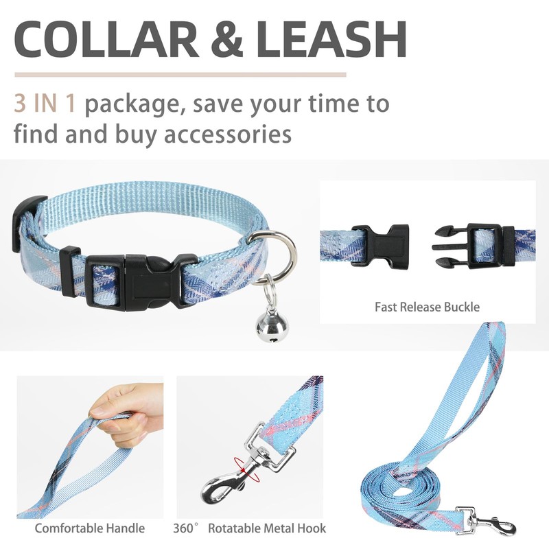 PUPTECK Adjustable Dog Harness Collar and Leash Set Step in