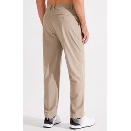 Libin Men's Golf Pants Classic Fit Flat Front Work Dress Pants 31" Stretch Casual Pants Lightweight with Pockets, Khaki, 42W x 31L