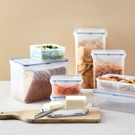 LOCK & LOCK Easy Essentials Plastic Food lids/Pantry Storage/Airtight containers, BPA Free, Square-11 Cup-for Sugar, Clear