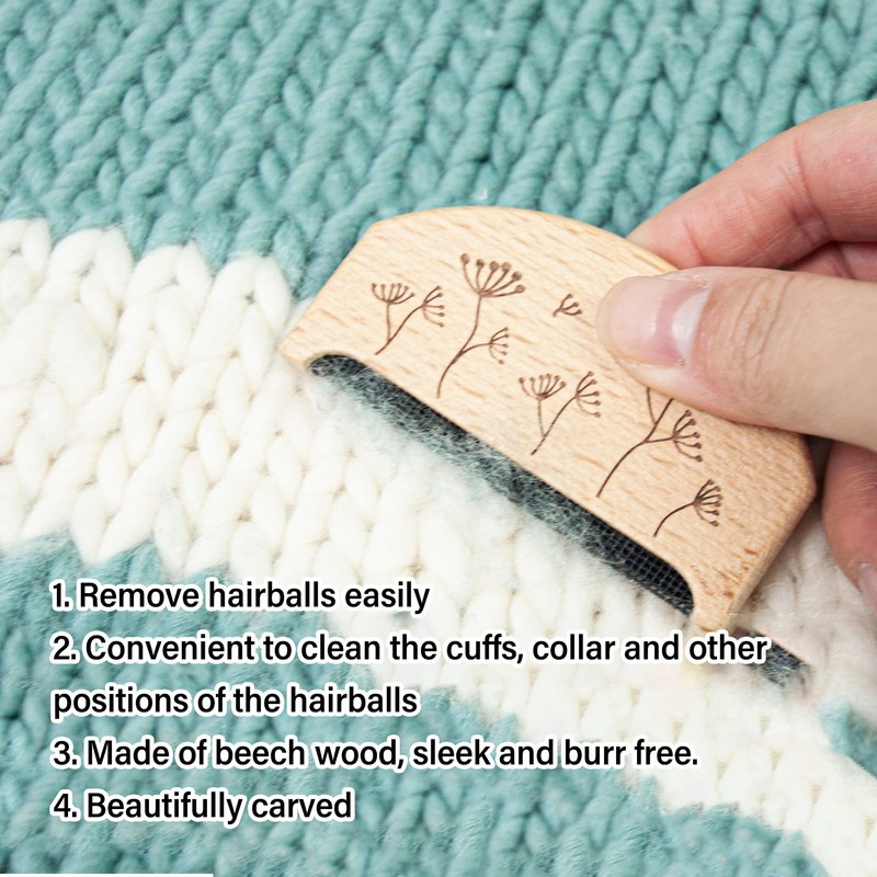 2PCS Set Sweater Cleaning Shaver Set Oval Beech Wood Bristle