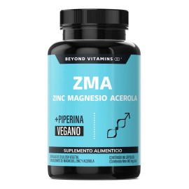Zinc Magnesio Acerola (zma)  Con Piperina (pimienta Negra) Para Mxima Absorcin  Magnesio Complex - Vegano Vitaminas Mujer  Hombre - (180 Cpsulas)     