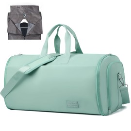 Outplea 47L Large Convertible Garment Duffel Bag Men Women, Multipocket Suit Bag with Shoulder Strap, 2 in 1 Hanging Suitcase Carry On Travel Bags, Green