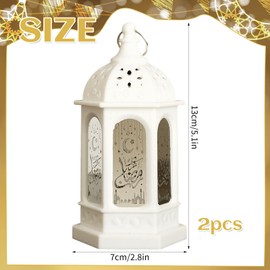 Ramadan Decorative Lamp, Pack of 2 Ramadan Decoration Lantern, 17 cm, Muslim Ramadan Lanterns, Ramadan Decorative Lantern, LED Hanging Ramadan Light, Eid Mubarak Lantern, Moon Star Decoration for