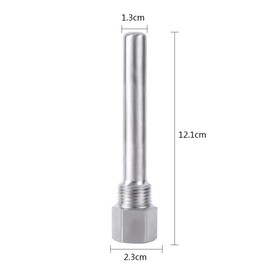 Fafeicy 1/2 Inch Immersion Sleeve, Stainless Steel Protective Tube with NPT Thread, for Temperature Sensors, Protective Tubes, Easy to Use