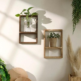 Wooden Wall Mounted Shelf without Plants, 1/2 Counts Wall Mounted Storage Rack,  Hanging Shelf, Hanging Display Rack for Home Living Room Bedroom Decor - Color: Multicolor, Specification: B-1 Count