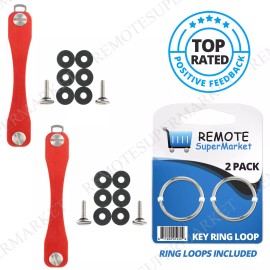 RemoteSuperMarket 2x Pocket-Sized Key Holder Minimalist Red for House Garage Car Remote Keychain