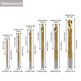 Bestgle 6 Piece Twist Drill Bit Set for Drill and Saw Made of HSS Titanium with High Speed Steel for Metalworking, Plastic, Wood