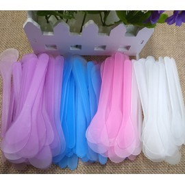 Ebonee 100 Pcs Plastic Cosmetic Mask Spatulas, 5 Inch Disposable Makeup Face Mask Spoon for Mask Cream, DIY Mixing and Sampling (4 Color)