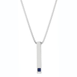 KOFISNI Stainless Steel Stick Bar Necklace for Men Women Silver Plated/Black Mens Zircon Penddant Necklaces for Mens Women Jewelry Gift (Silver)