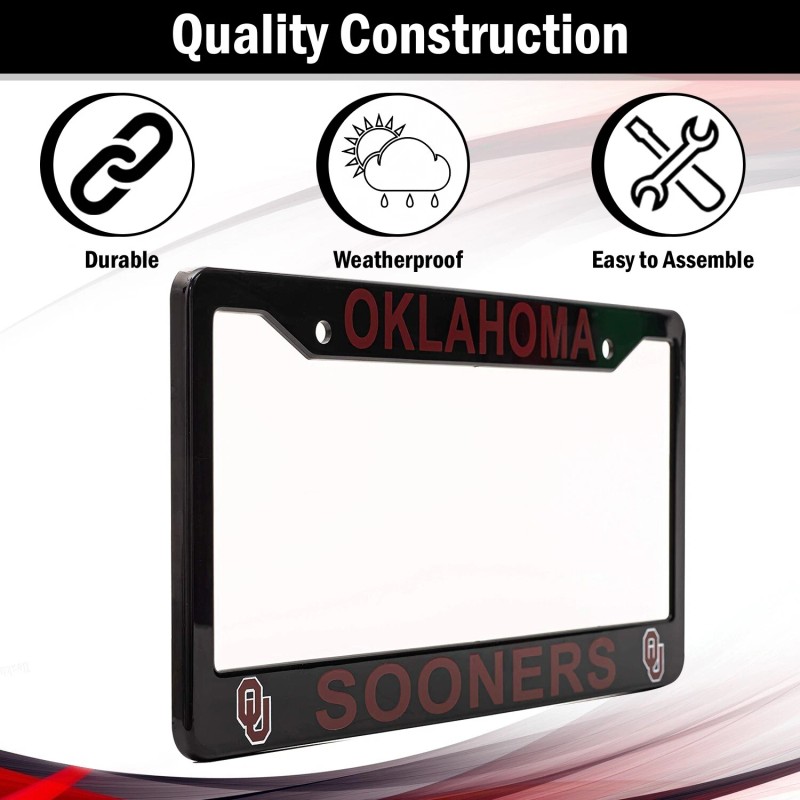 EliteAuto3K Oklahoma Sooners Black License Plate Frame Cover - EliteAuto3K