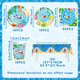 BACH AND BOOZY 51 PCS Swimming Pool Party Supplies Beach Theme Plates Napkins Beach Party Tablecloth Swimming Pool Accessories