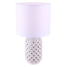 Canarm Ltd Jessica Table Lamp - 1-Light, 60W Type A, 8.5" Wide x 16.25" High, Gold and White Finish, White Fabric Shade, ON/Off Switch, Elegant for Living Rooms, Bedrooms