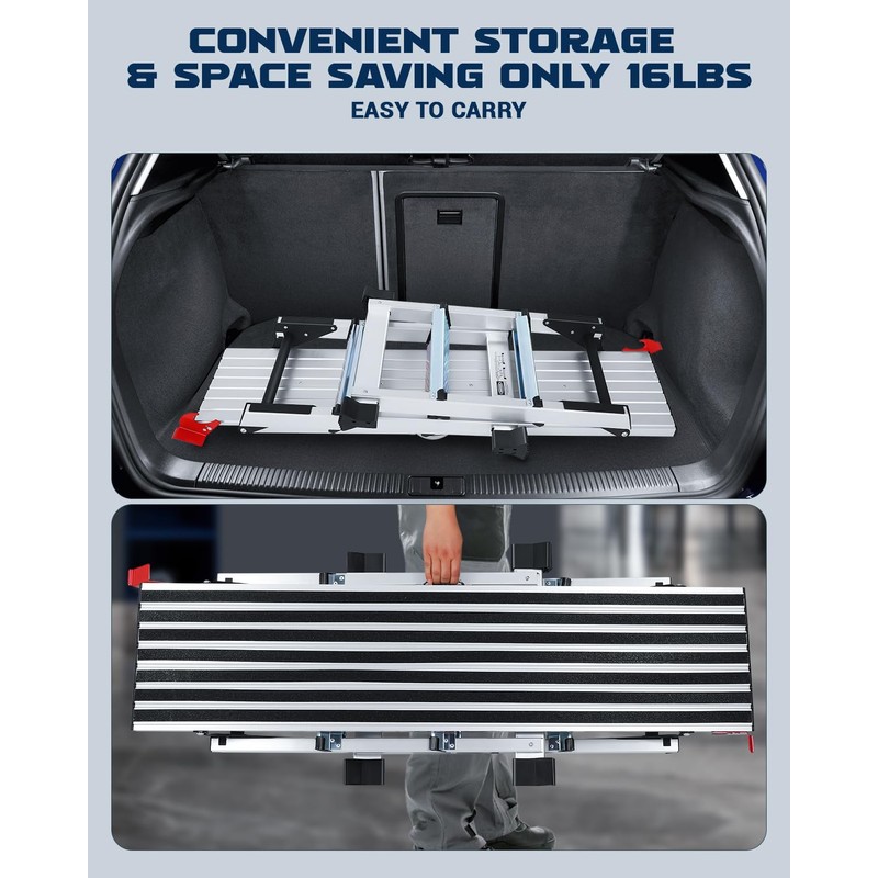 𝐖𝐨𝐫𝐤 𝐏𝐥𝐚𝐭𝐟𝐨𝐫𝐦 𝐓𝐰𝐨 𝐒𝐭𝐞𝐩 𝐋𝐚𝐝𝐝𝐞𝐫, 50×12×27 Aluminum Platform Non-Slip, Heavy