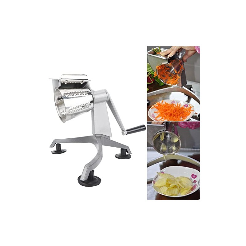 Oumefar Cortador de Verduras Manual, Manivela 5 Cuchillas, Acero Inoxidable