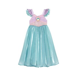 Mermaid Birthday Dress for Girls Toddler Princess Dress up Themed Party Mermaid Dresses(6-7 Years,Green)