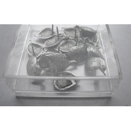 Country Cottage Push Pins, Metal Push Pins,15pc Set, Antique Silver