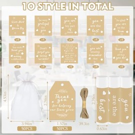 50 piezas de obsequios de agradecimiento, bálsamos labiales a granel, obsequios de agradecimiento para el personal, productos para el cuidado de los labios para compañeros de trabajo, profesor