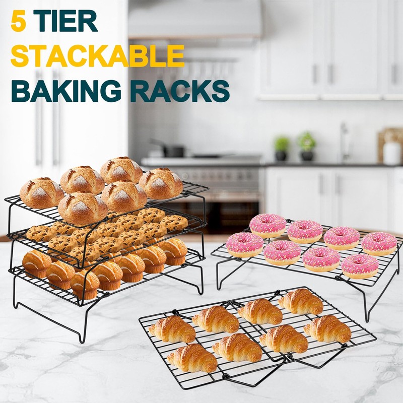 P&P CHEF Cooling Rack, 5-Tier Stainless Steel Stackable Baking Cooking