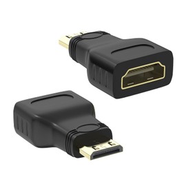 Comforty 2 Pieces Mini HDMI to HDMI Adapter, Mini HDMI to HDMI Adapter, HDMI to Mini HDMI Adapter, Mini HDMI Adapter, Black