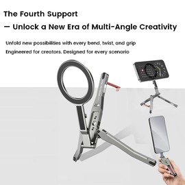 ZLOS Foldable Car Mount Tripod with Strong Magnetic Lock, Desktop Stand, Pocket-Size, Multi-Angle Phone Holder for Smartphones & Devices (Ring Adapter Included)