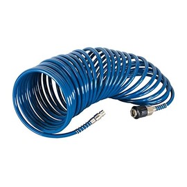 Scheppach Spiral Hose 10 m Blue 1/4 Inch Plug Nipple Compressed Air Hose Suitable for Scheppach Compressors Compressed Air Spiral Hose with Quick Coupling