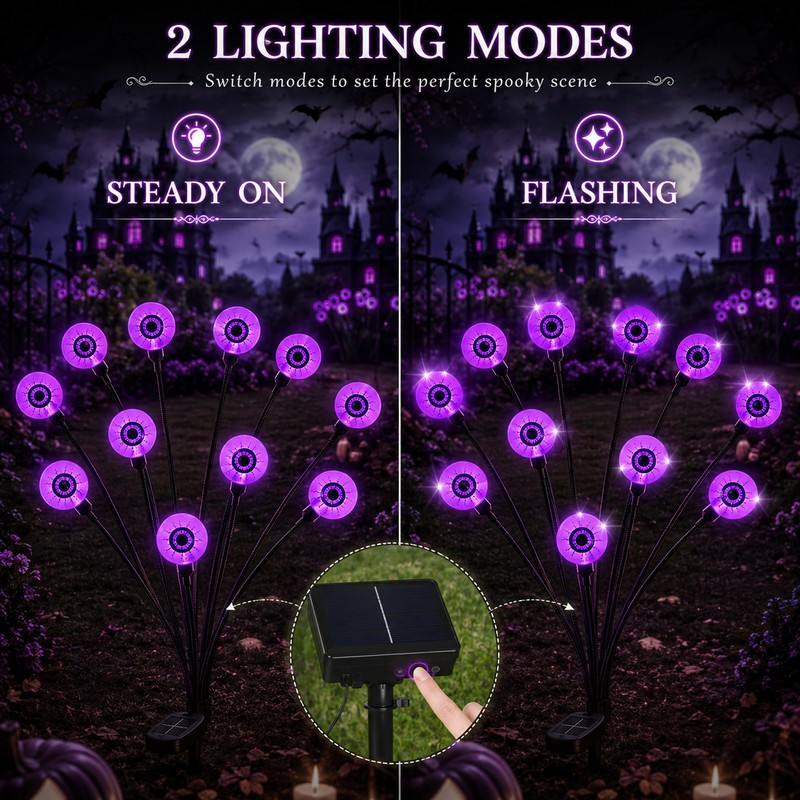 Solar Eyeball Lights for Halloween Decor – 6-Head Outdoor Stake