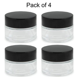 Devinez Multipurpose Frosted Glass Jars (Pack of 4) - 50 Gms Empty Containers with Black Caps for Beauty, Cream, Blends, Skincare, Haircare, Travel, Cosmetics & DIY