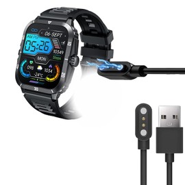 Blueshaweu Charging Cable Compatible with Nongamx Smartwatch Men's 2.0 Inch Cable Charger Charging Station for Nongamx Smartwatch KT71 (Black)