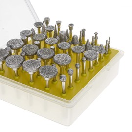 50pc Diamond Burr Bit Set for Rotary Tool 40 Grit