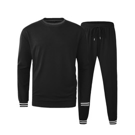 Babioboa Men's sportswear and Jogging pants Set Outfits Fashion Casual long Sleeve for Men 2 Piece long Set(Black,M)