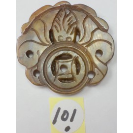 Unbranded Vintage Hand Carved Brown Jade Stone Moth /Bat Chinese Symbolism Pendant 55mm