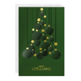 easykart labels 48 Christmas Greeting Cards with Gold Foiling & Embossing with Envelopes, Dark Green - 6.75 x 4.5 Inch Merry Christmas Cards with Seal Stickers