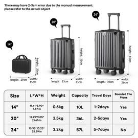 (14+20+24)Inch Carry on Luggage Carry-on with Cup Holder & USB Port, Luggage with Airline Approved TSA Lock, Softside Lightweight carry on luggage 22x14x9 airline approved 360° Double Spinner 8 Wheels