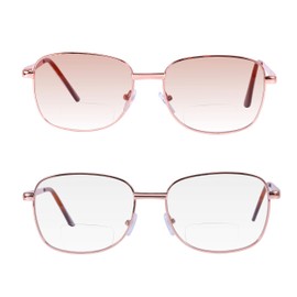 2 Pairs Bifocal Reading Glasses +3.00 Mens Womens Everyday Use Readers Eyewear Light Metal Frame Far and Near Dual-Use Eyeglasses