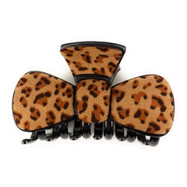 Cheetah leopard print 3 3/8 inches long hair clip claw clamp Dark Brown animal print pattern