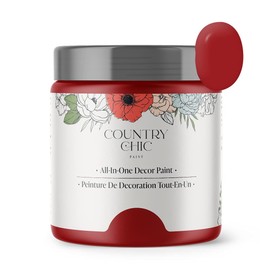 Country Chic All-in-One Chalk Paint for Furniture, Cabinets, Home Decor, Eco-Friendly, Matte Finish, Built-In Primer & Top Coat for Wood, Metal - Poppy (Bright Red) - 4 oz (118 ml)