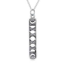 Shusukue Moon Phase Necklace 925 Sterling Silver Moon Phase Pendant Necklace for Men Women